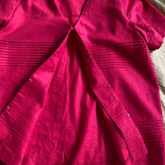 VTG Mosaic Red 2 Pc Maxi Dress W Jacket Sz 8 Linen Rayon Blend Fully Lined Dress - Picture 5 of 5